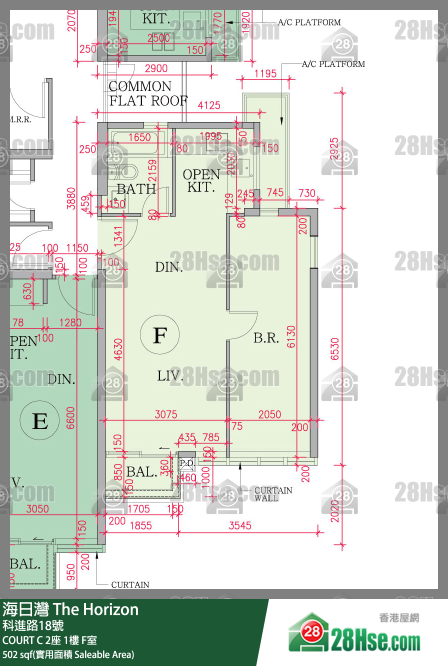 海日灣 大廈COURT C 2座1樓 F室 平面圖