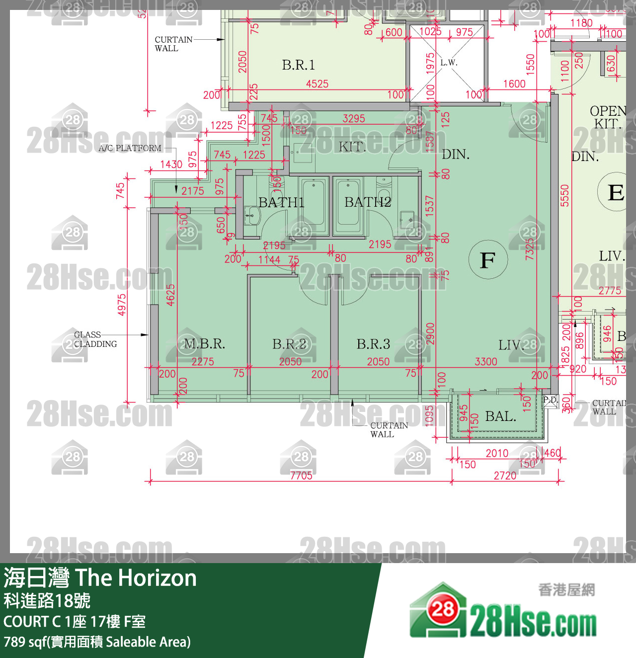 海日灣 大廈COURT C 1座17樓 F室 平面圖