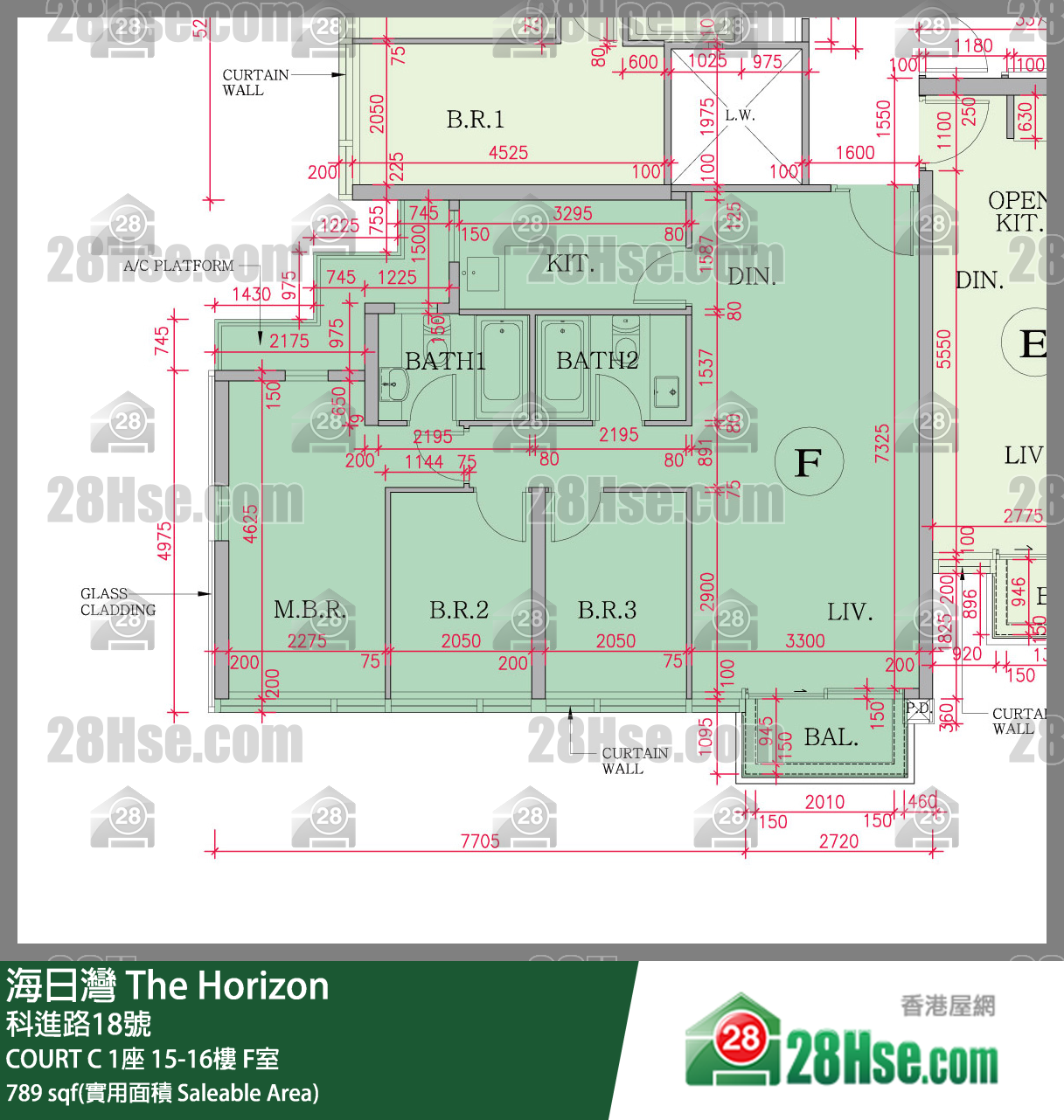 海日灣 大廈COURT C 1座16樓 F室 平面圖