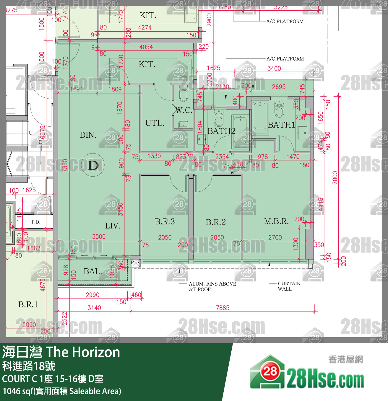 海日灣 大廈 COURT C 1座 15樓 D室 平面圖