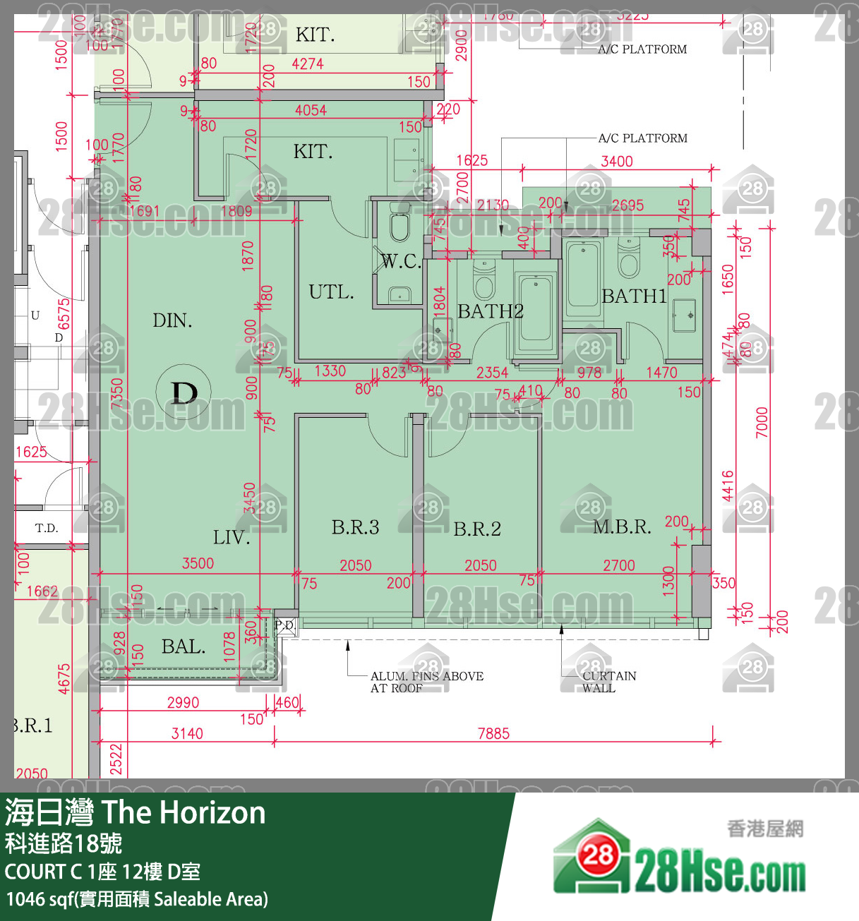 海日灣 大廈COURT C 1座12樓 D室 平面圖