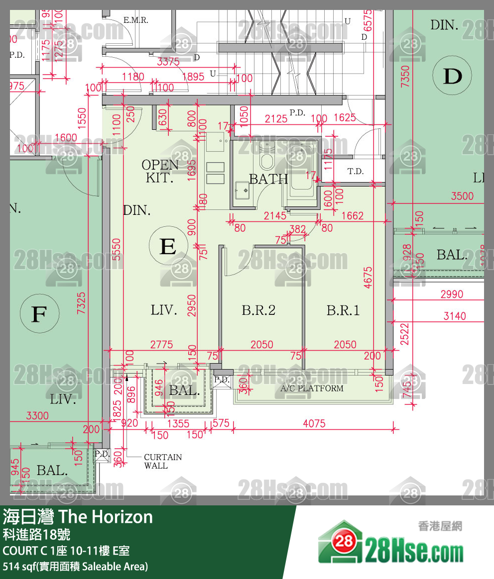 海日灣 大廈COURT C 1座10樓 E室 平面圖