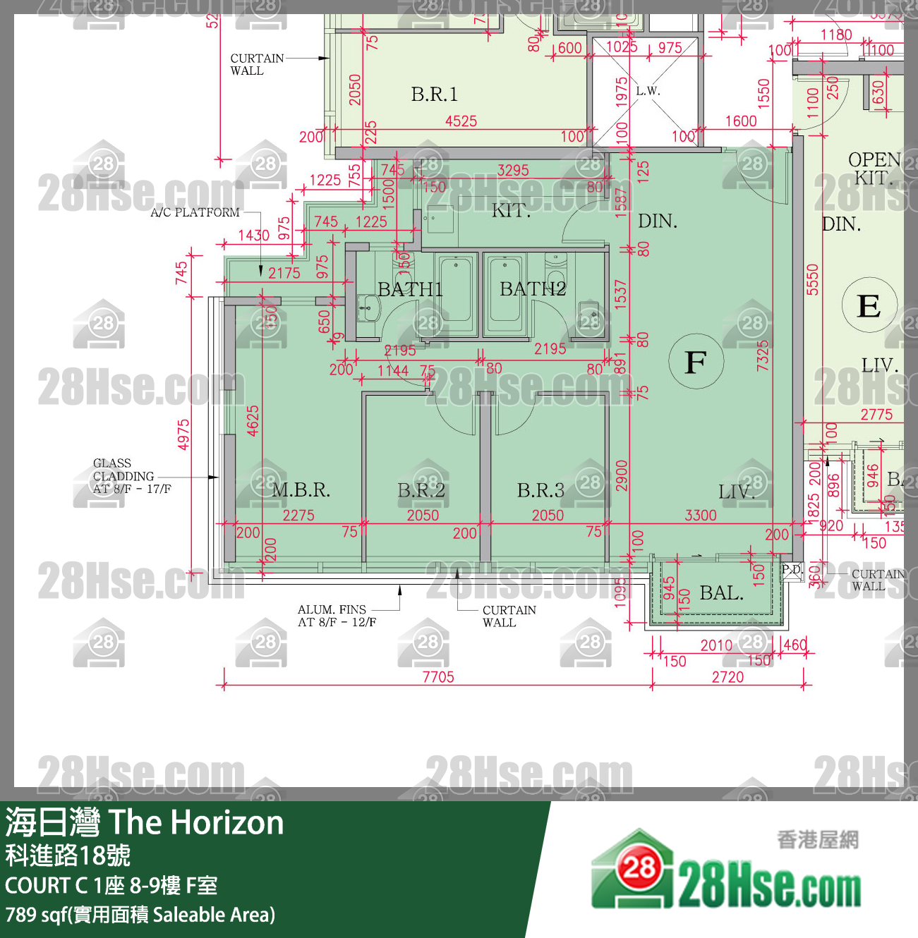 海日灣 大廈 COURT C 1座 9樓 F室 平面圖