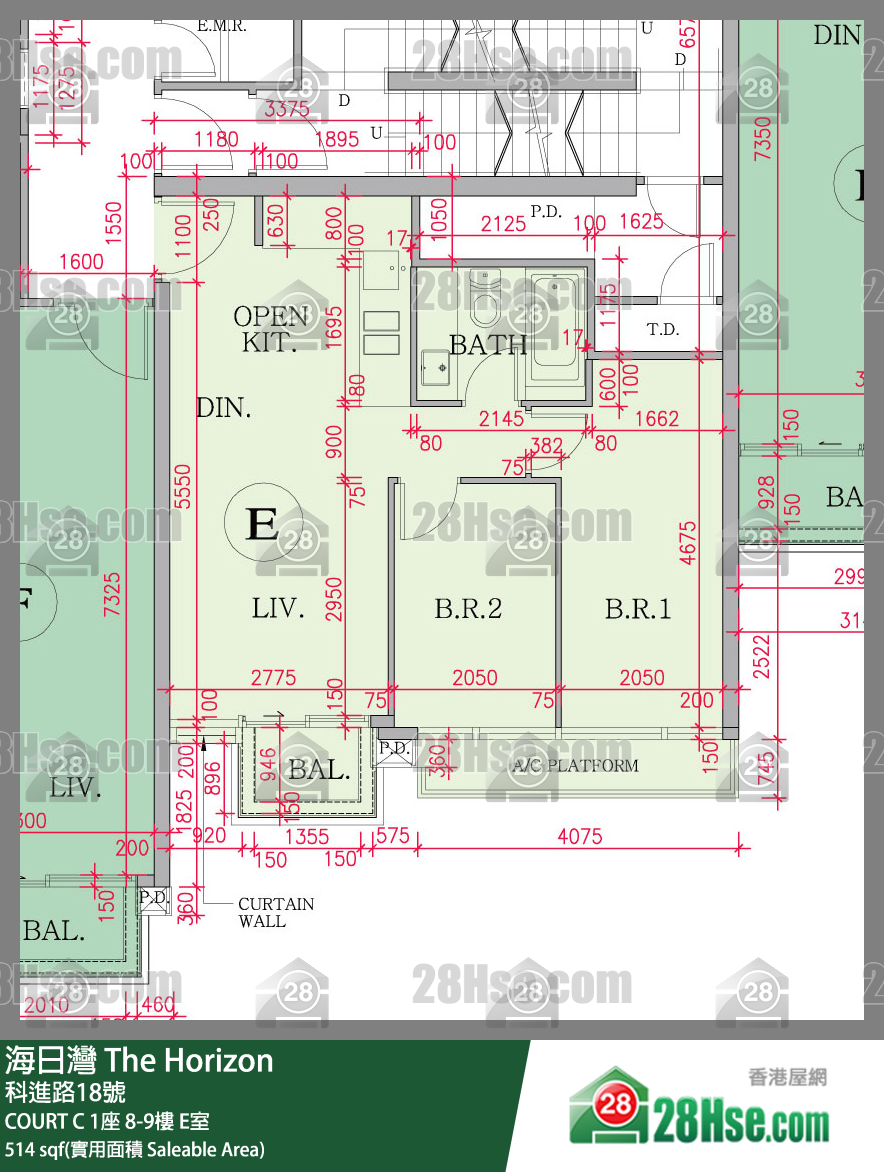 海日灣 大廈COURT C 1座9樓 E室 平面圖