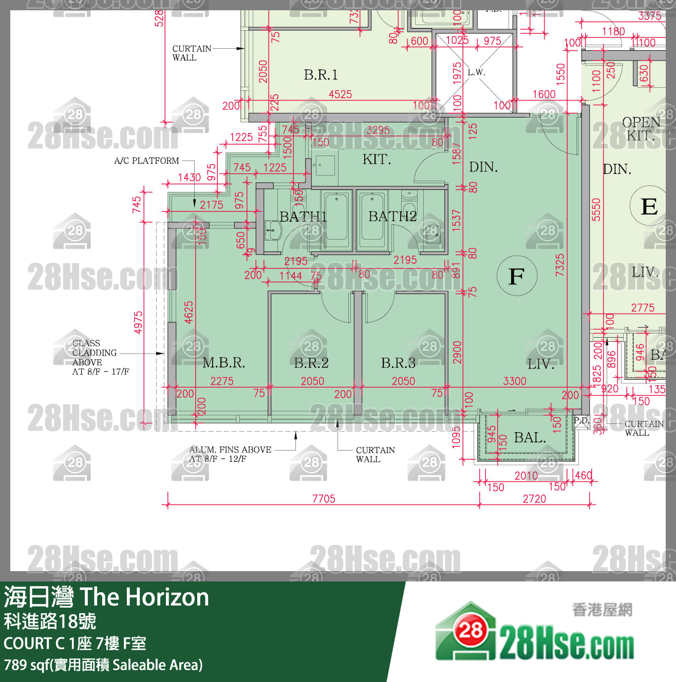 海日灣 大廈COURT C 1座7樓 F室 平面圖