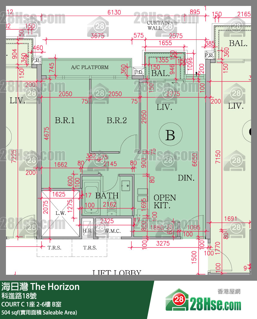 海日灣 大廈 COURT C 1座 6樓 B室 平面圖