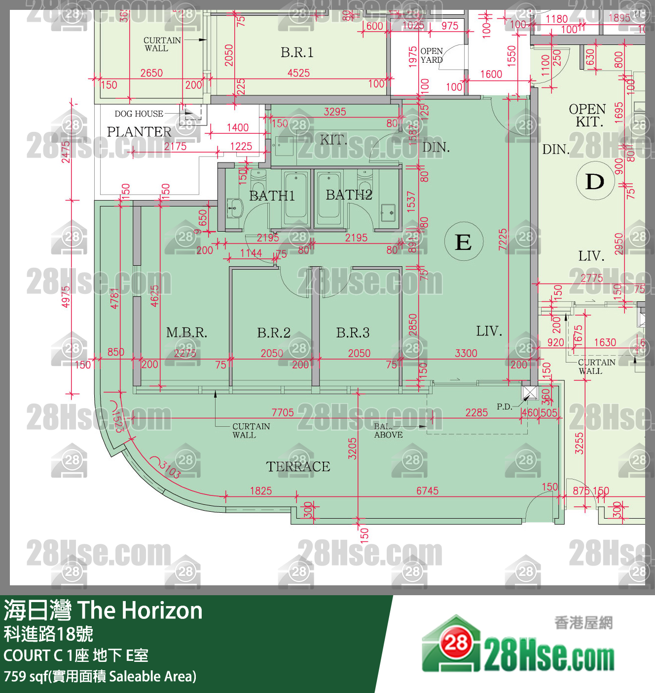 海日灣 大廈COURT C 1座地下 E室 平面圖