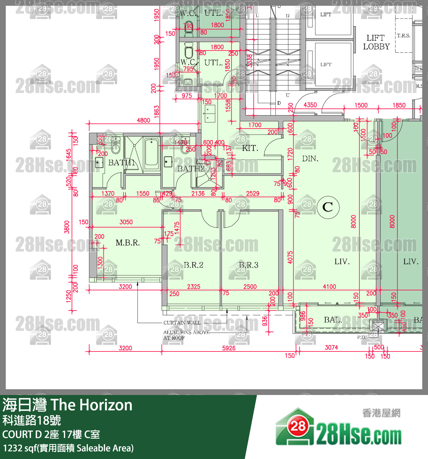 海日灣 大廈 COURT D 2座 17樓 C室 平面圖