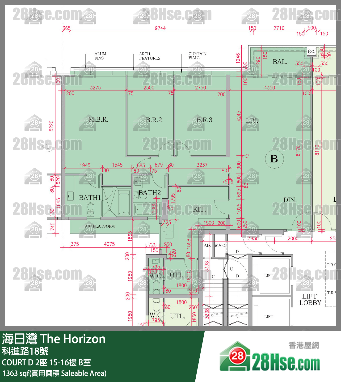 海日灣 大廈COURT D 2座15樓 B室 平面圖