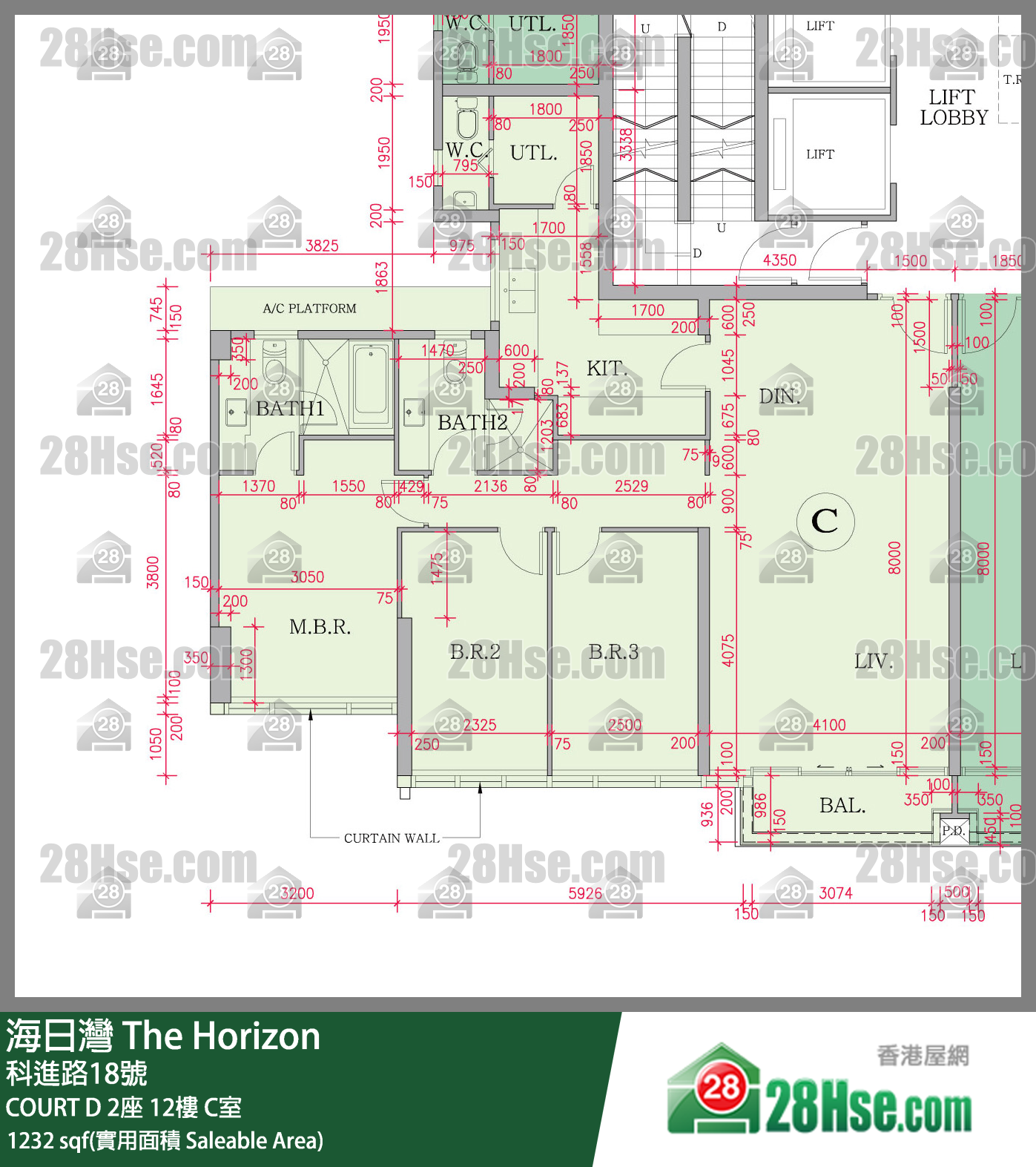 海日灣 大廈 COURT D 2座 12樓 C室 平面圖
