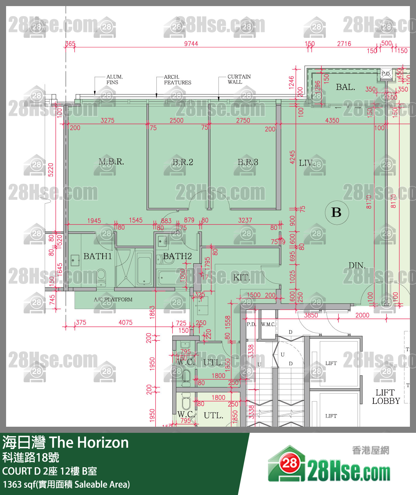 海日灣 大廈 COURT D 2座 12樓 B室 平面圖