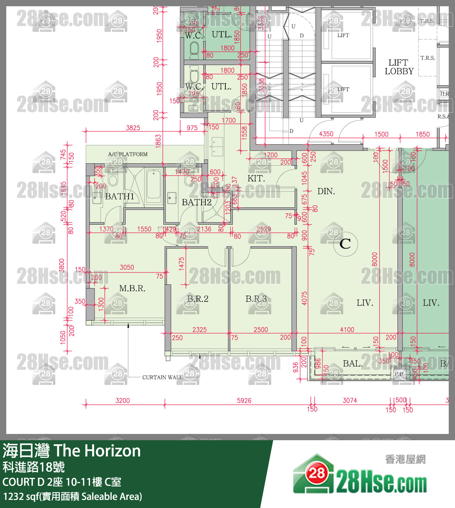 海日灣 大廈COURT D 2座10樓 C室 平面圖