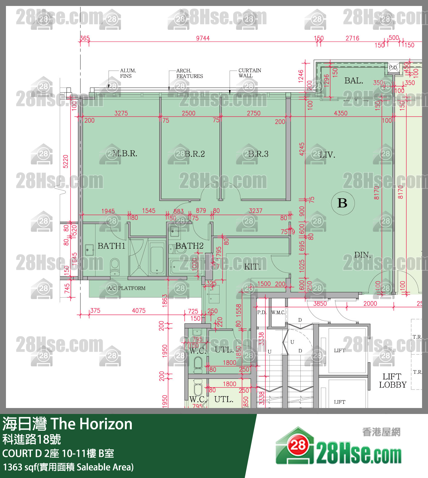 海日灣 大廈 COURT D 2座 11樓 B室 平面圖