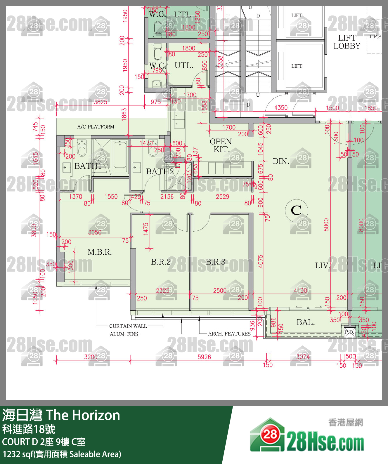 海日湾 大厦 COURT D 2座 9楼 C室 平面图