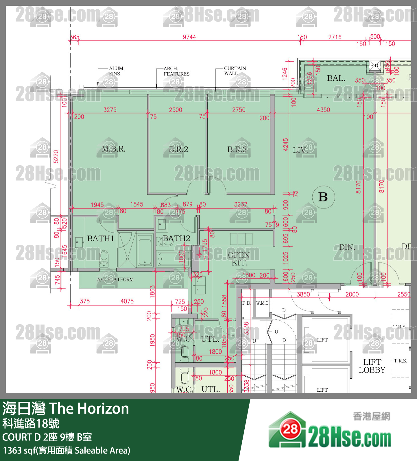 海日灣 大廈 COURT D 2座 9樓 B室 平面圖