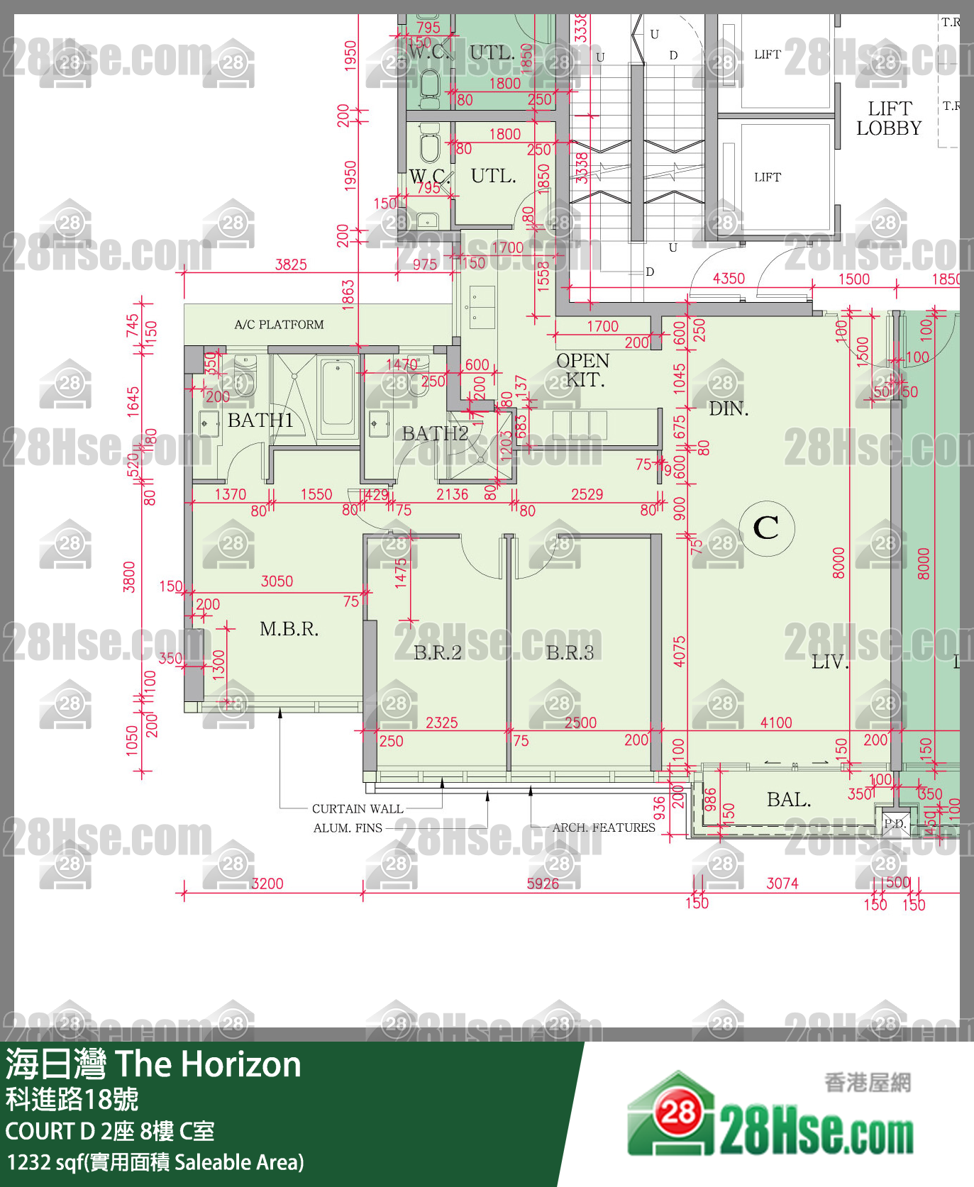 海日灣 大廈COURT D 2座8樓 C室 平面圖