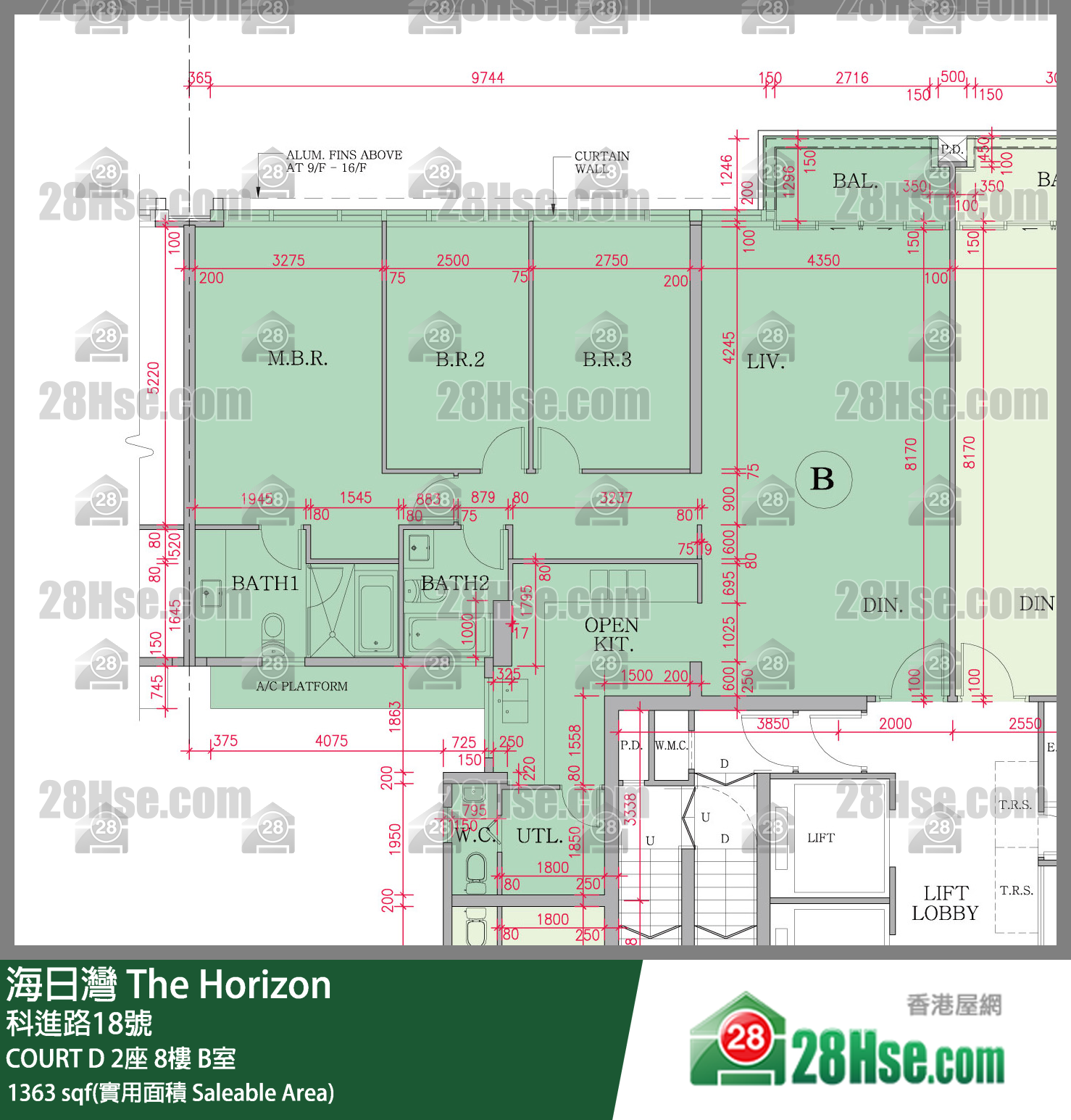 海日灣 大廈 COURT D 2座 8樓 B室 平面圖