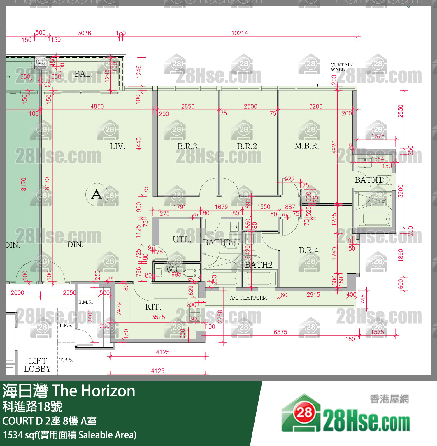 海日灣 大廈 COURT D 2座 8樓 A室 平面圖