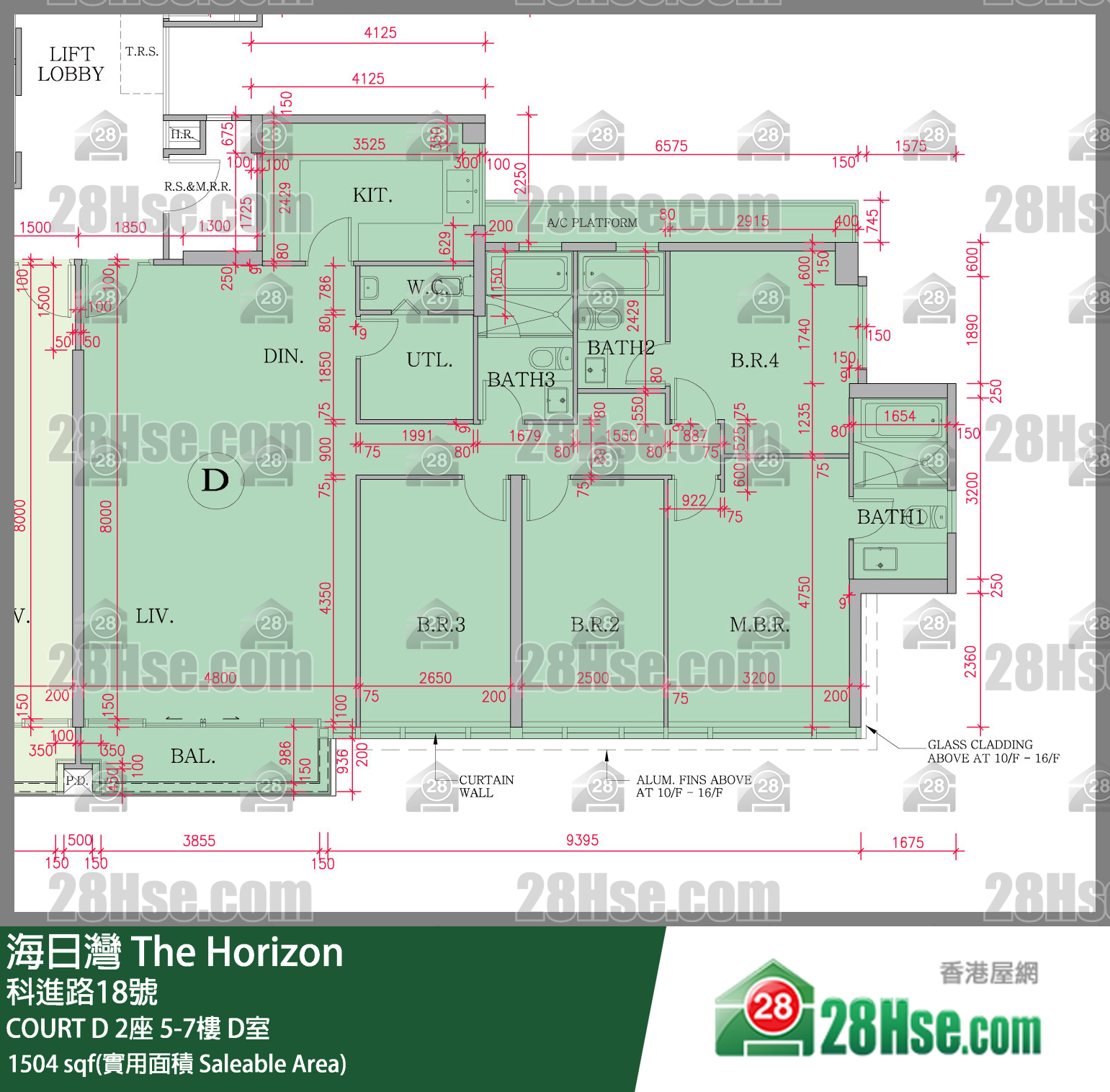海日灣 大廈 COURT D 2座 5樓 D室 平面圖
