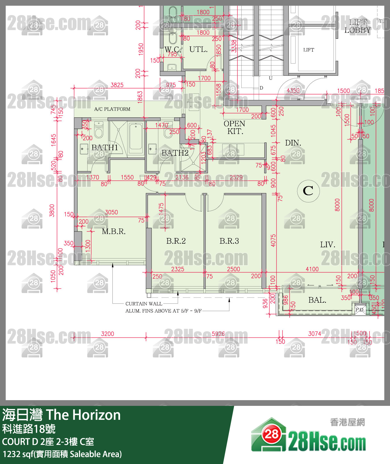 海日灣 大廈COURT D 2座3樓 C室 平面圖