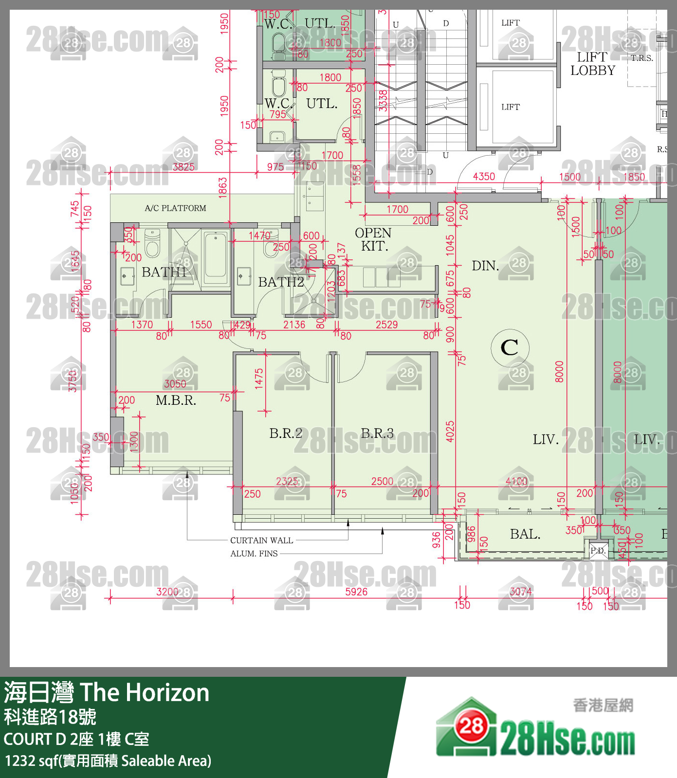海日灣 大廈COURT D 2座1樓 C室 平面圖