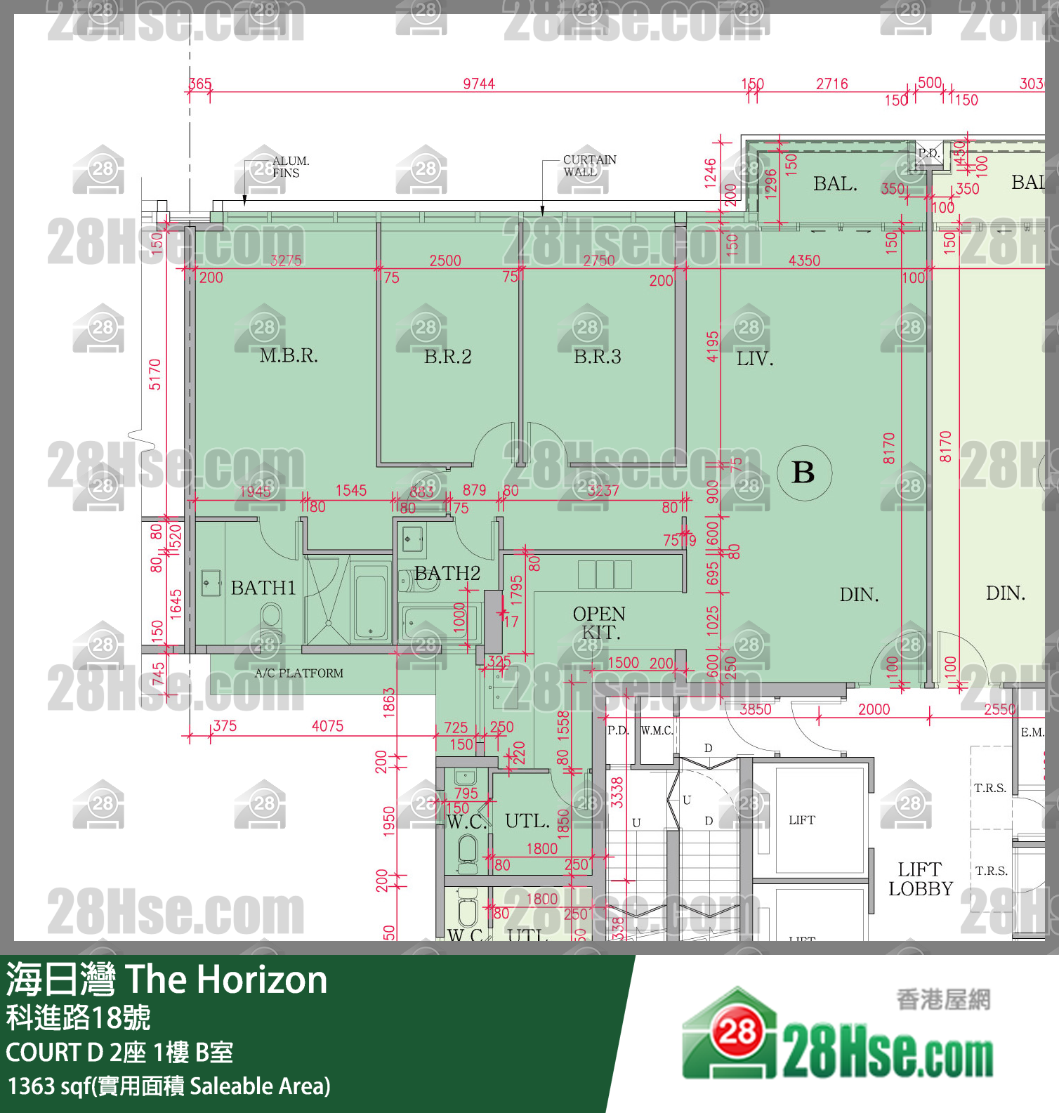 海日灣 大廈COURT D 2座1樓 B室 平面圖