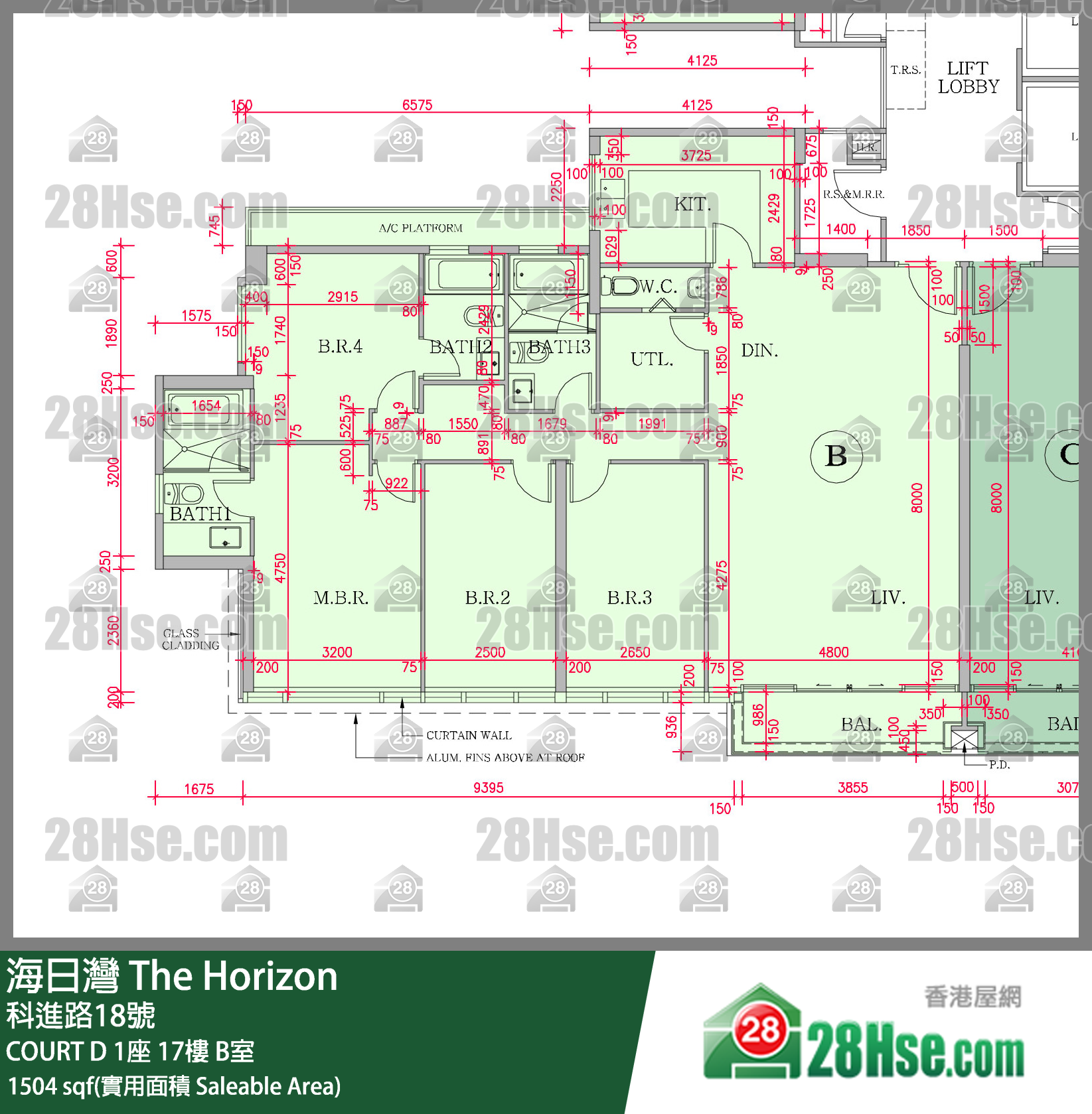 海日灣 大廈COURT D 1座17樓 B室 平面圖