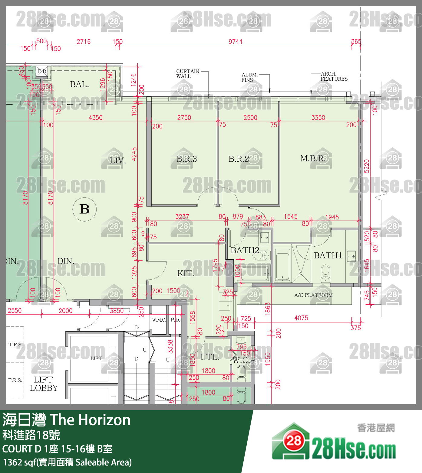 海日灣 大廈COURT D 1座16樓 B室 平面圖