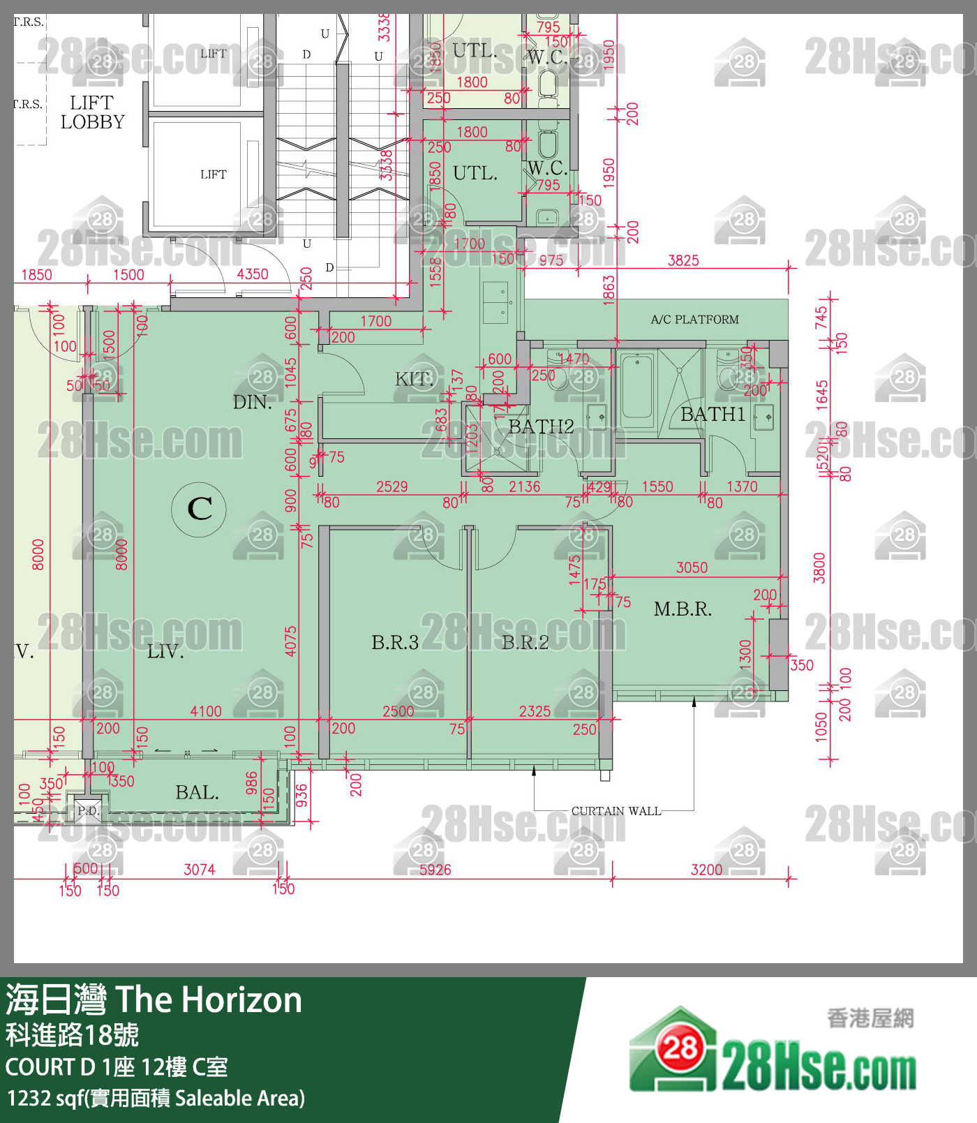 海日灣 大廈 COURT D 1座 12樓 C室 平面圖