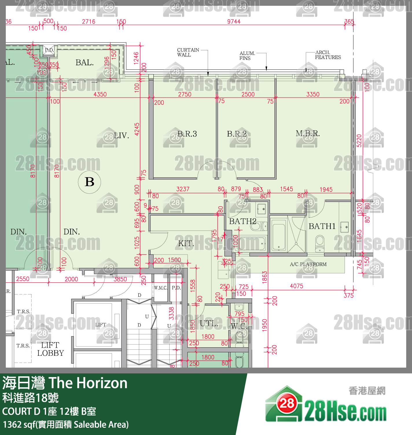 海日灣 大廈 COURT D 1座 12樓 B室 平面圖