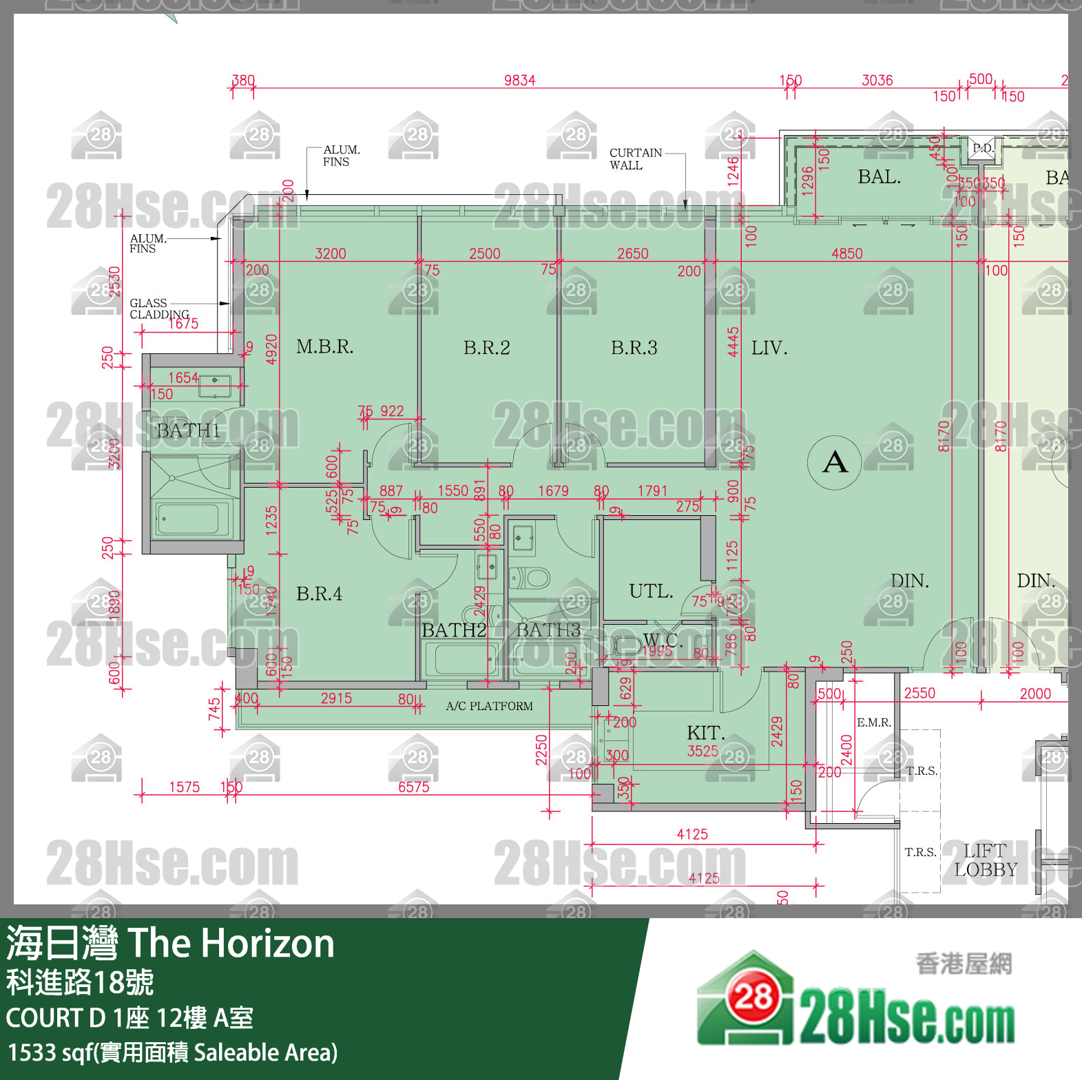 海日灣 大廈 COURT D 1座 12樓 A室 平面圖