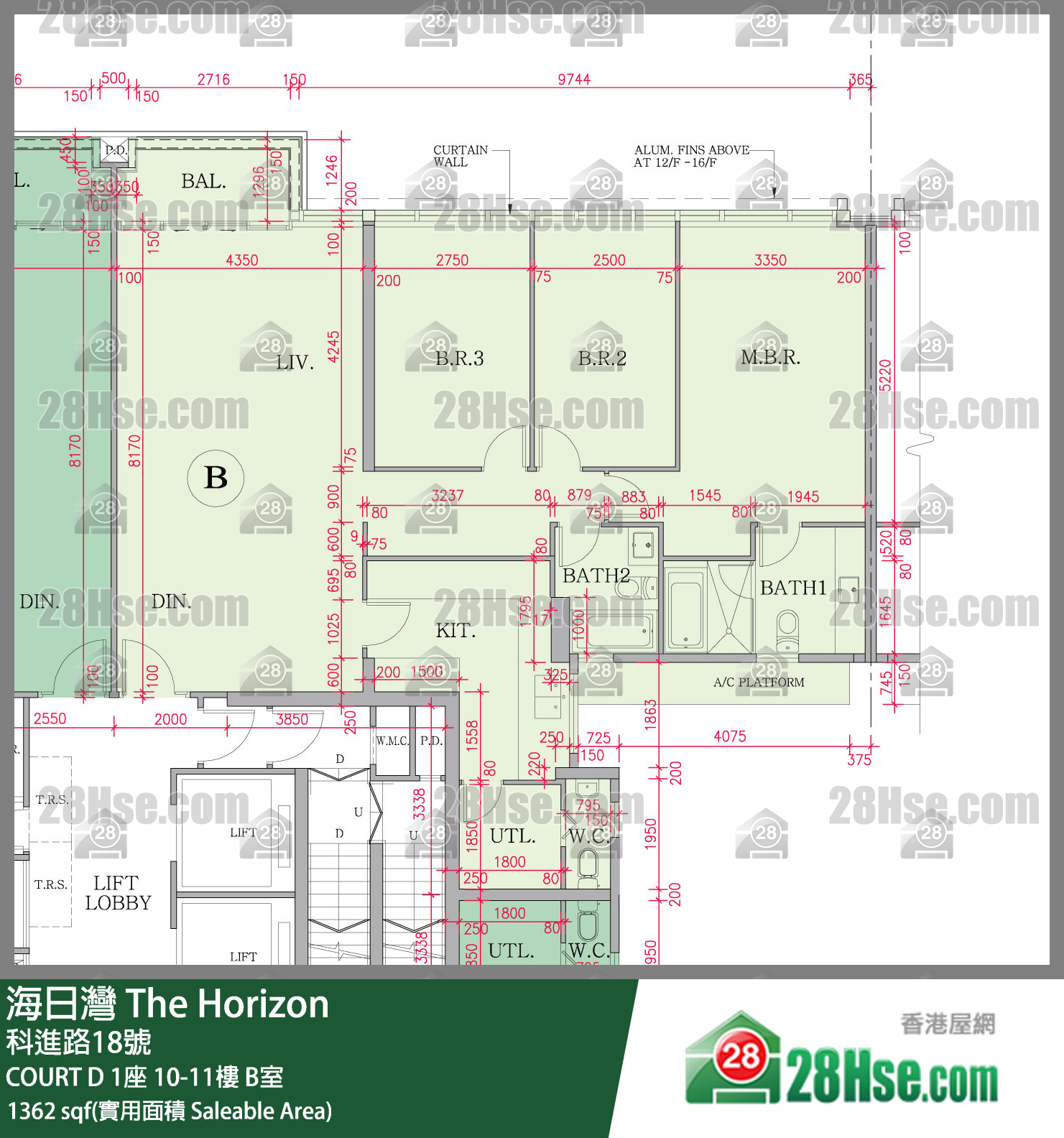 海日灣 大廈 COURT D 1座 11樓 B室 平面圖