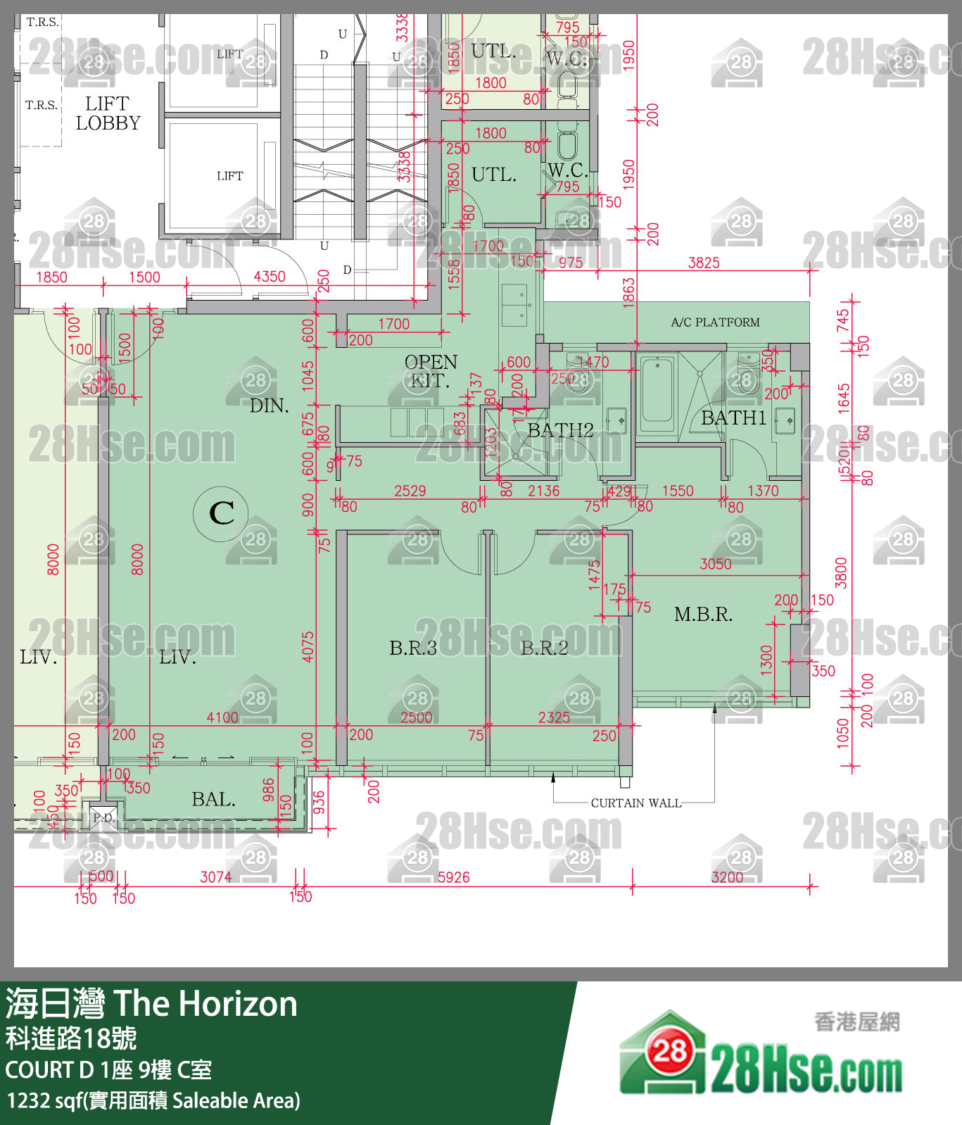 海日灣 大廈COURT D 1座9樓 C室 平面圖