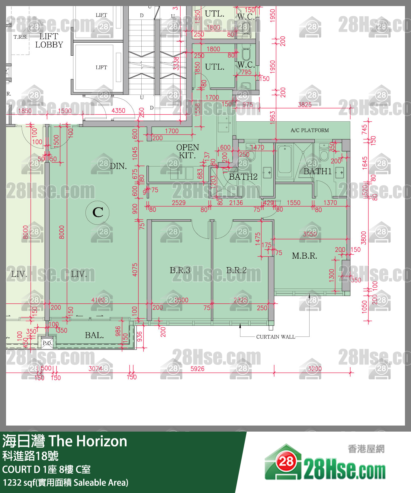 海日灣 大廈COURT D 1座8樓 C室 平面圖