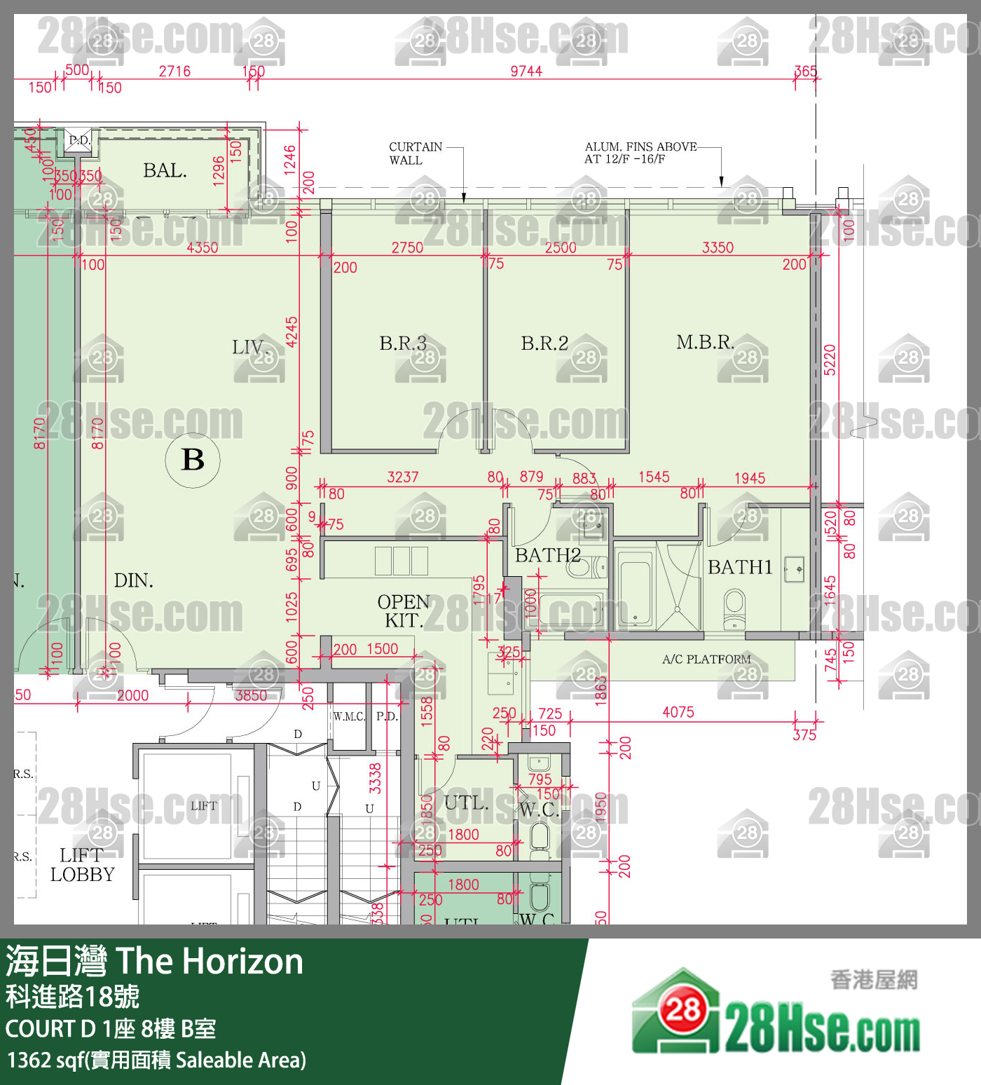 海日灣 大廈COURT D 1座8樓 B室 平面圖