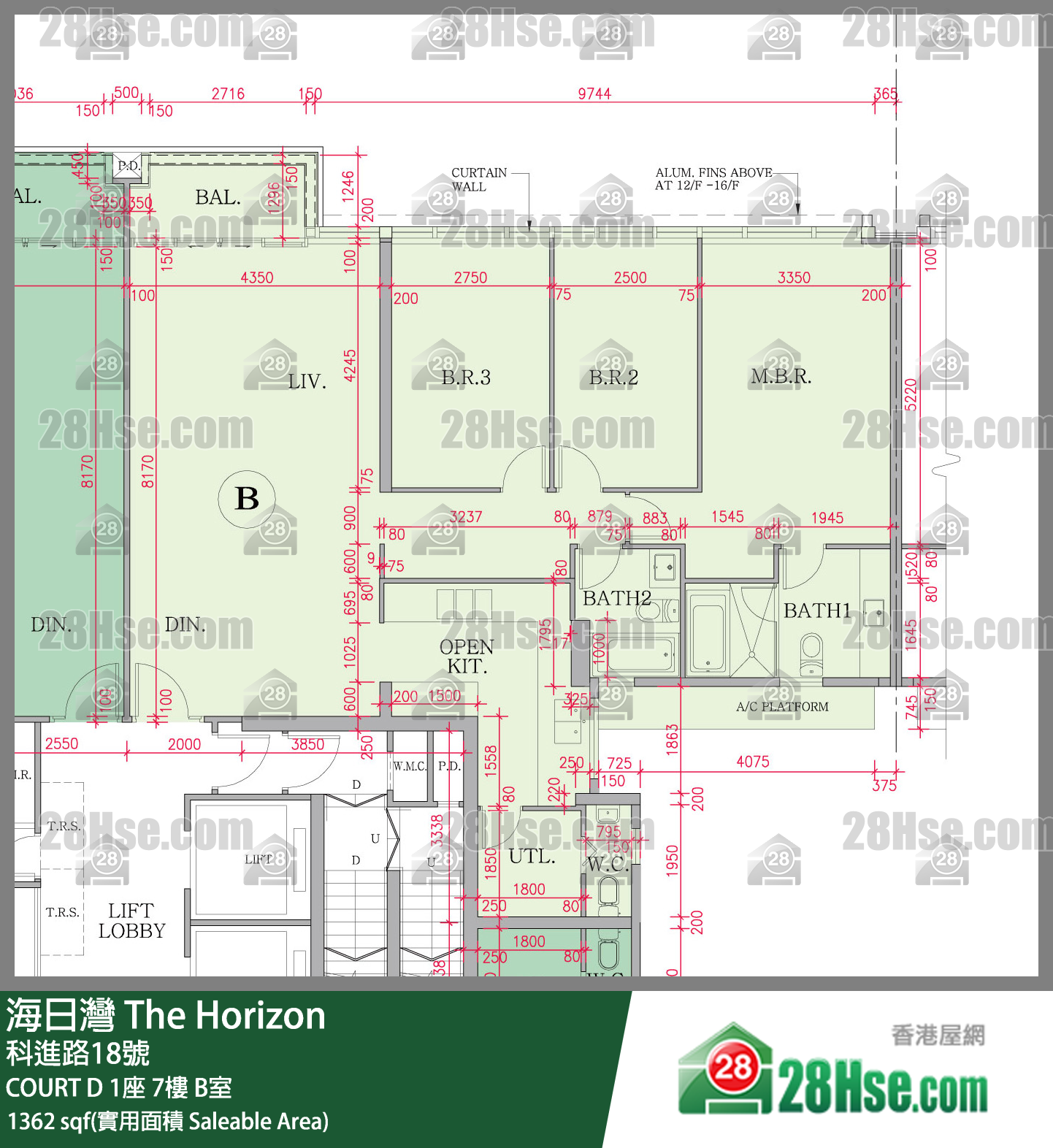 海日灣 大廈 COURT D 1座 7樓 B室 平面圖