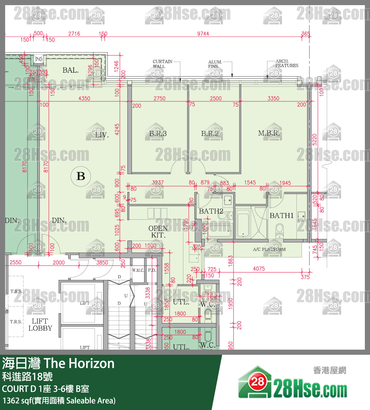 海日灣 大廈COURT D 1座3樓 B室 平面圖