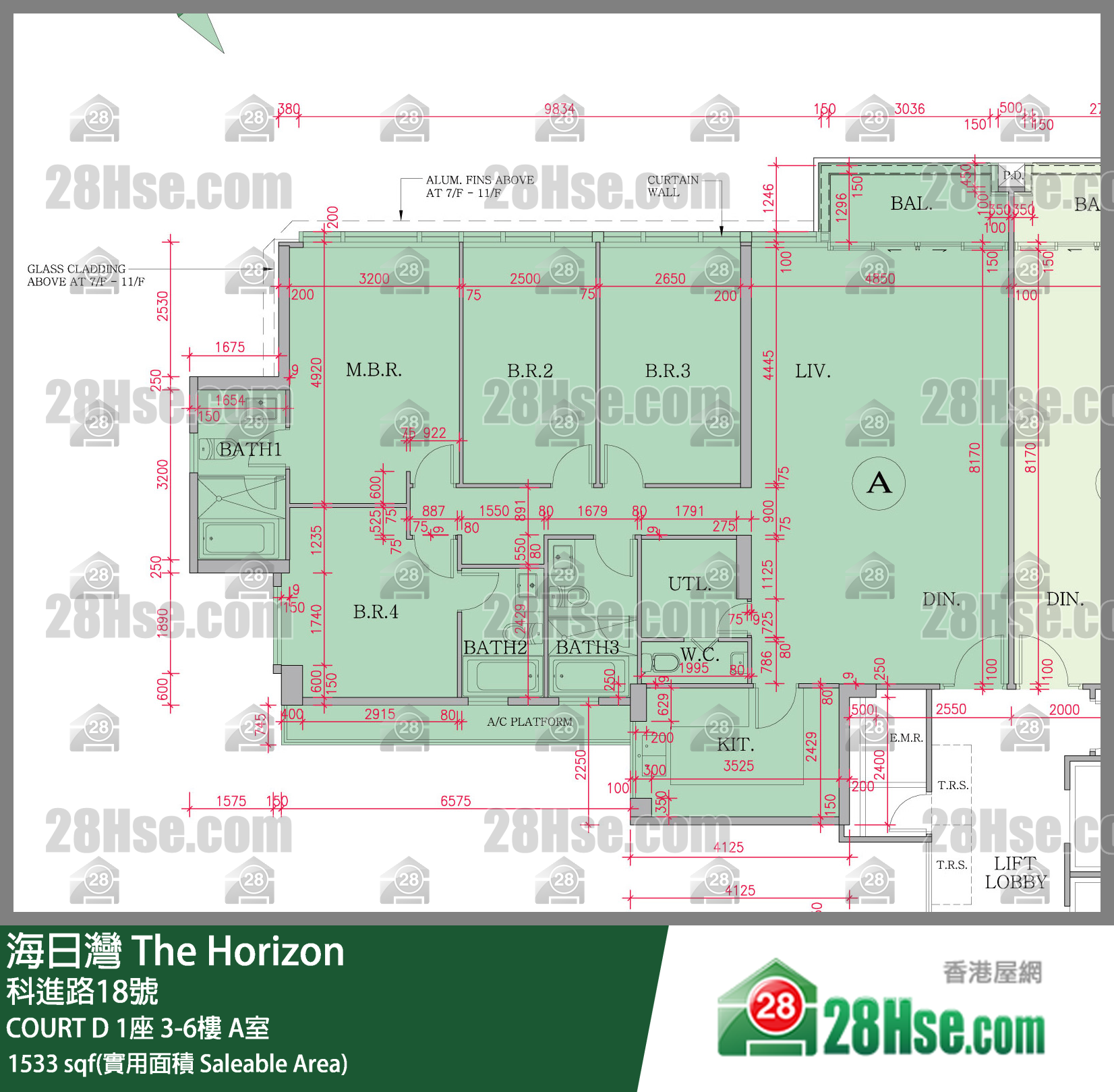 海日灣 大廈 COURT D 1座 3樓 A室 平面圖