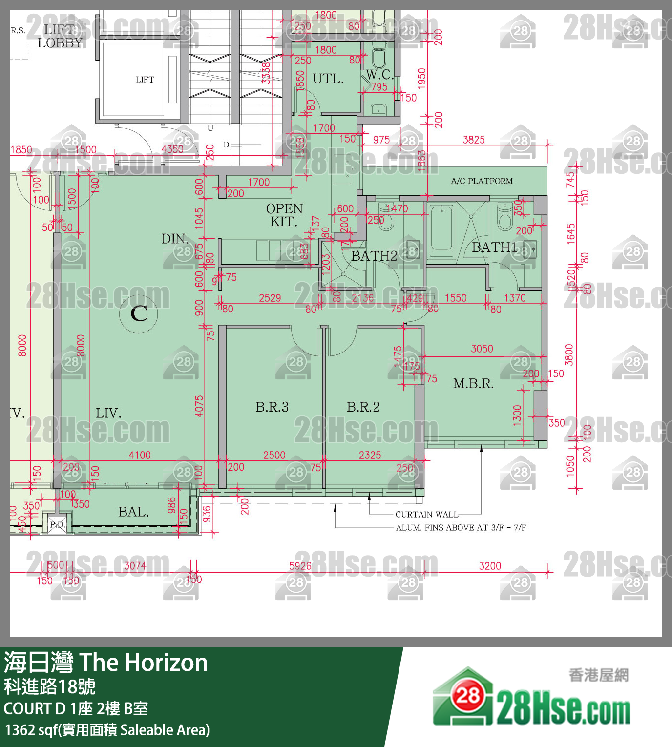 海日灣 大廈COURT D 1座2樓 B室 平面圖