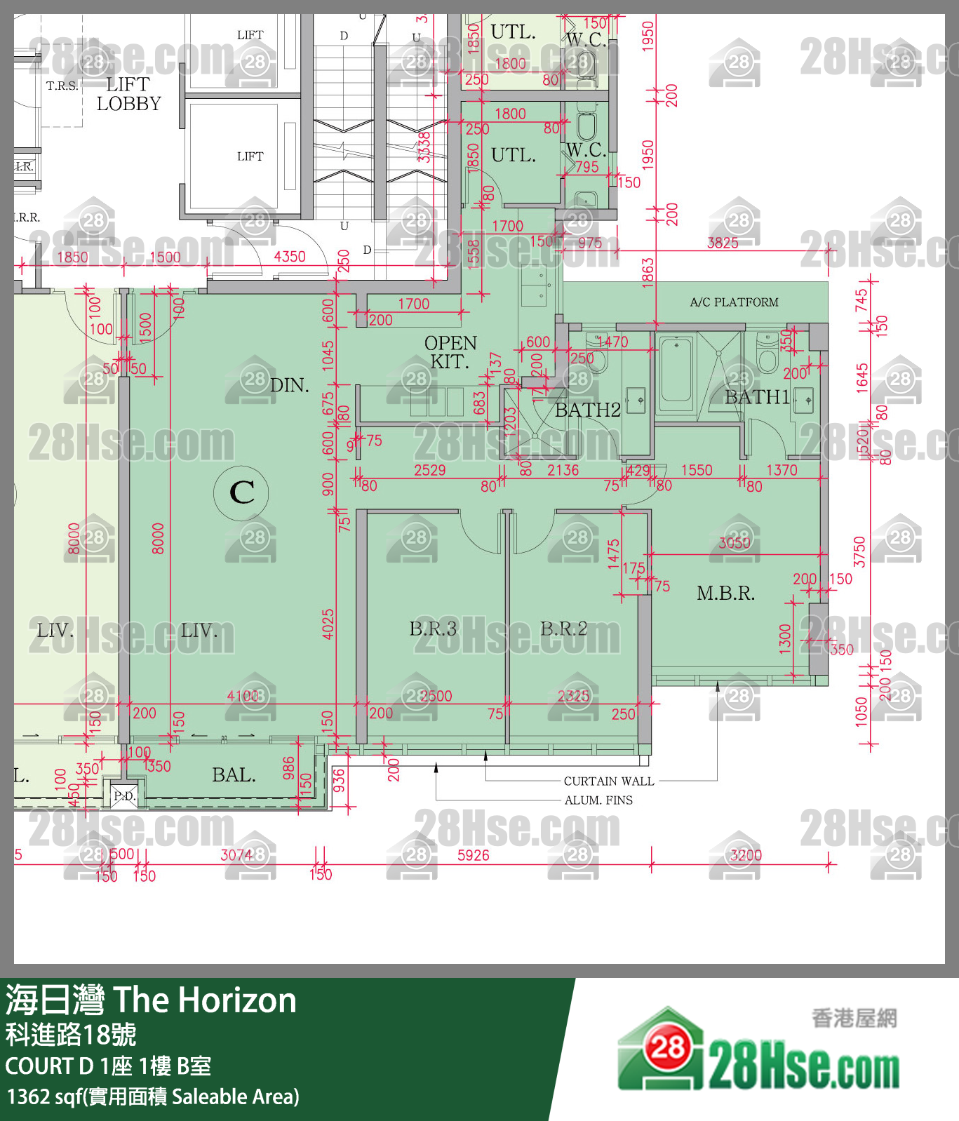 海日灣 大廈COURT D 1座1樓 B室 平面圖