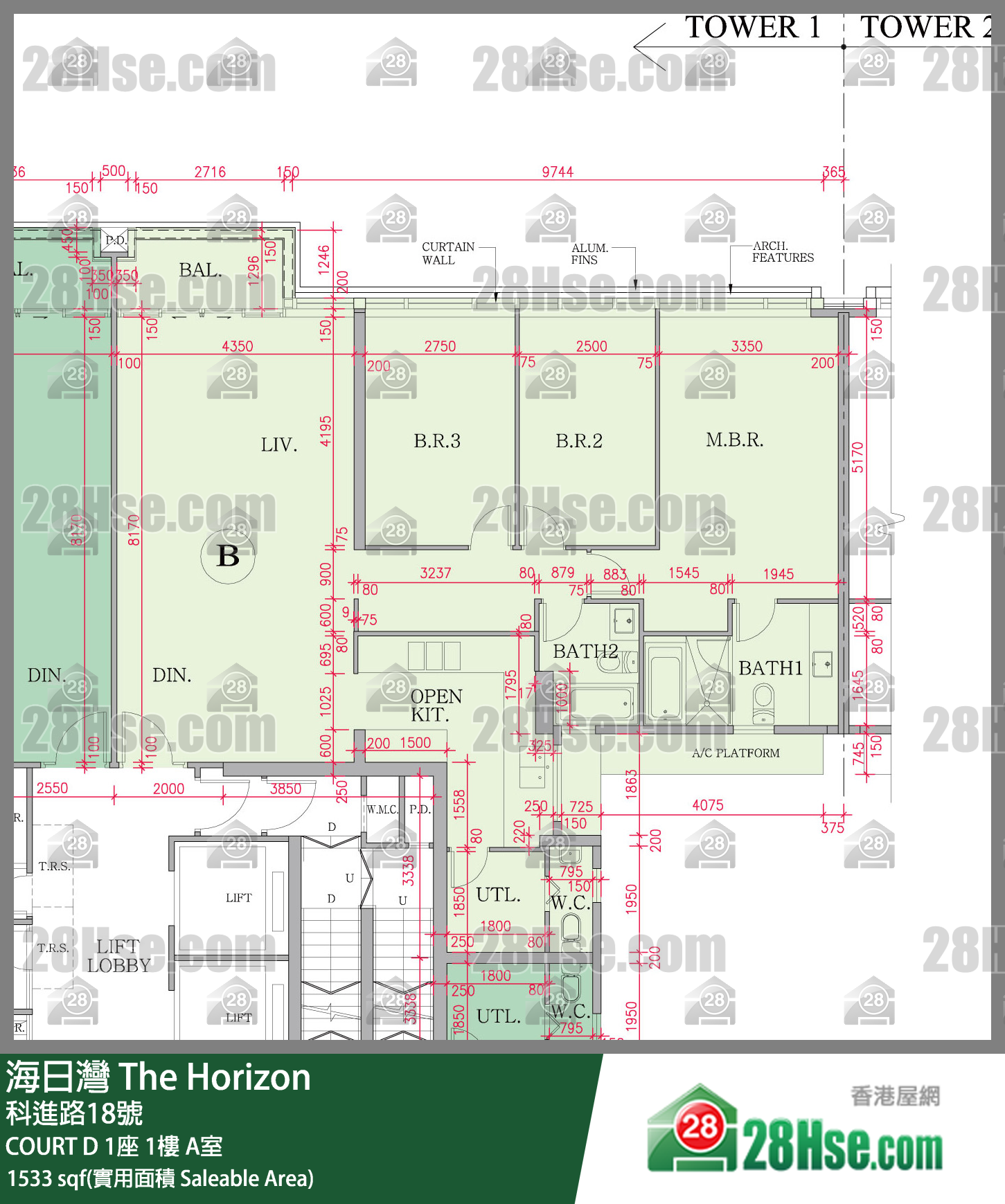 海日灣 大廈COURT D 1座1樓 A室 平面圖