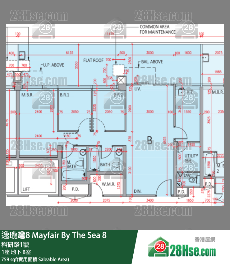 逸瓏灣8 1座 B室 平面圖