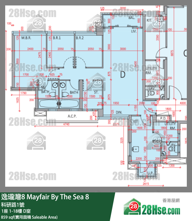 逸瓏灣8 1座 11樓 D室 平面圖