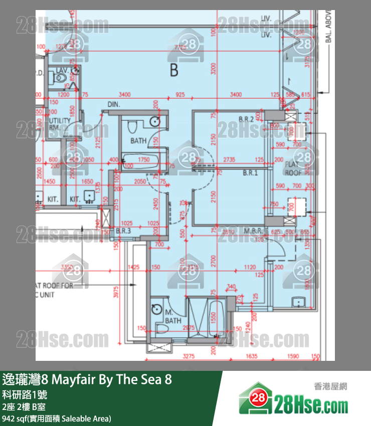 逸瓏灣8 2座 2樓 B室 平面圖