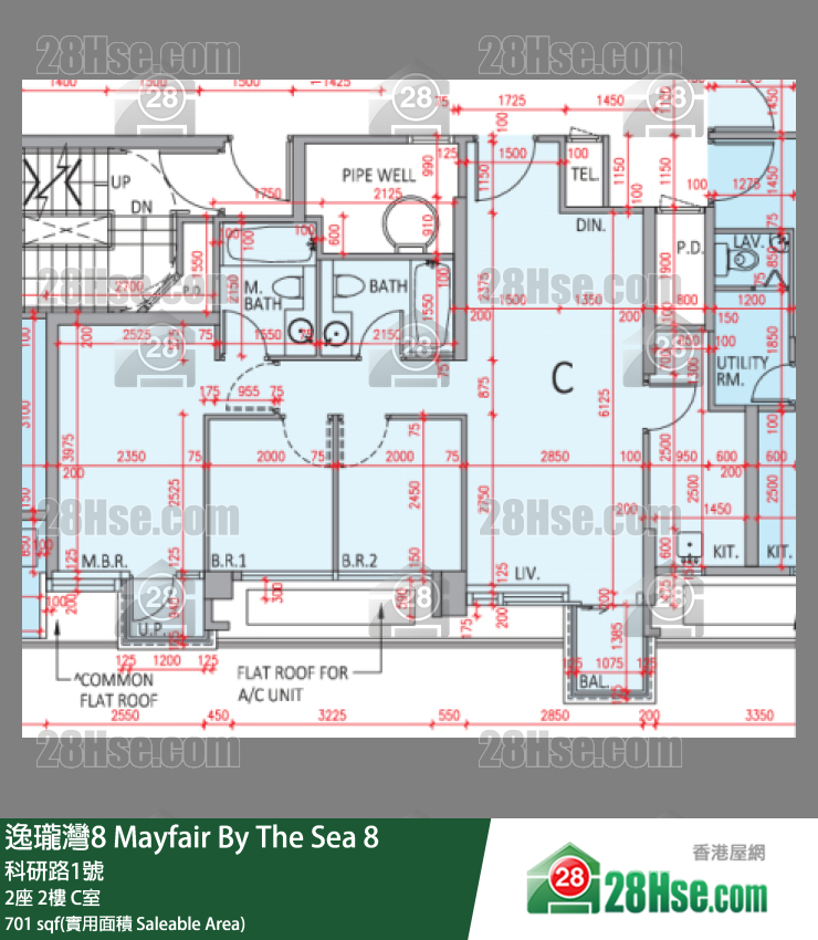 逸瓏灣8 2座 2樓 C室 平面圖