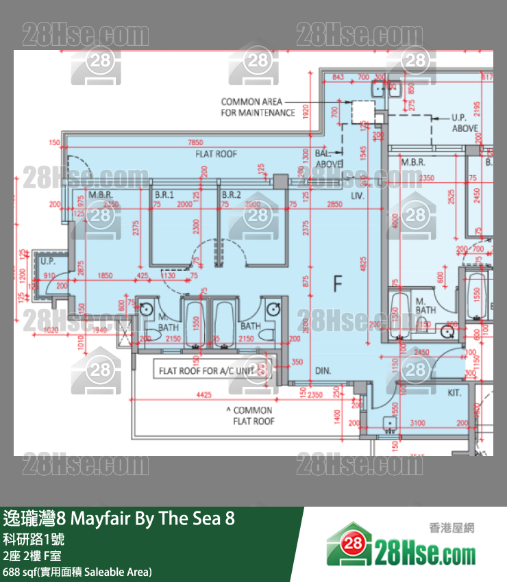逸瓏灣8 2座 2樓 F室 平面圖