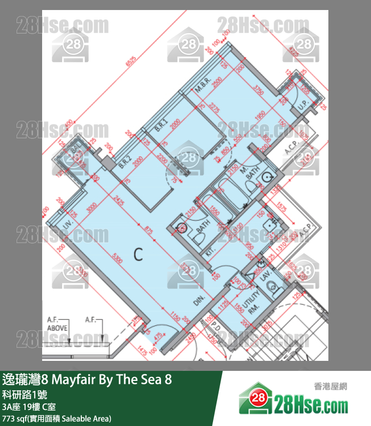 逸瓏灣8 3A座 19樓 C室 平面圖