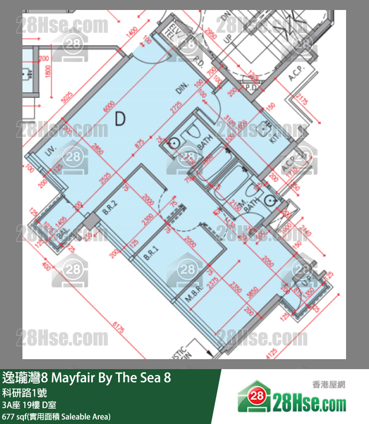 逸瓏灣8 3A座 19樓 D室 平面圖
