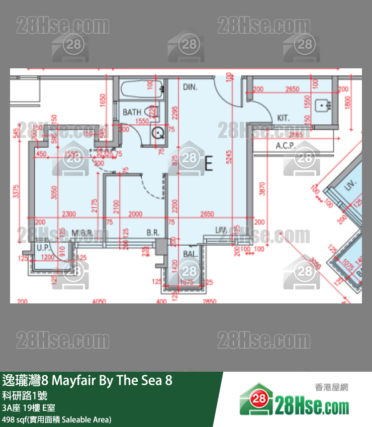 逸瓏灣8 3A座 19樓 E室 平面圖