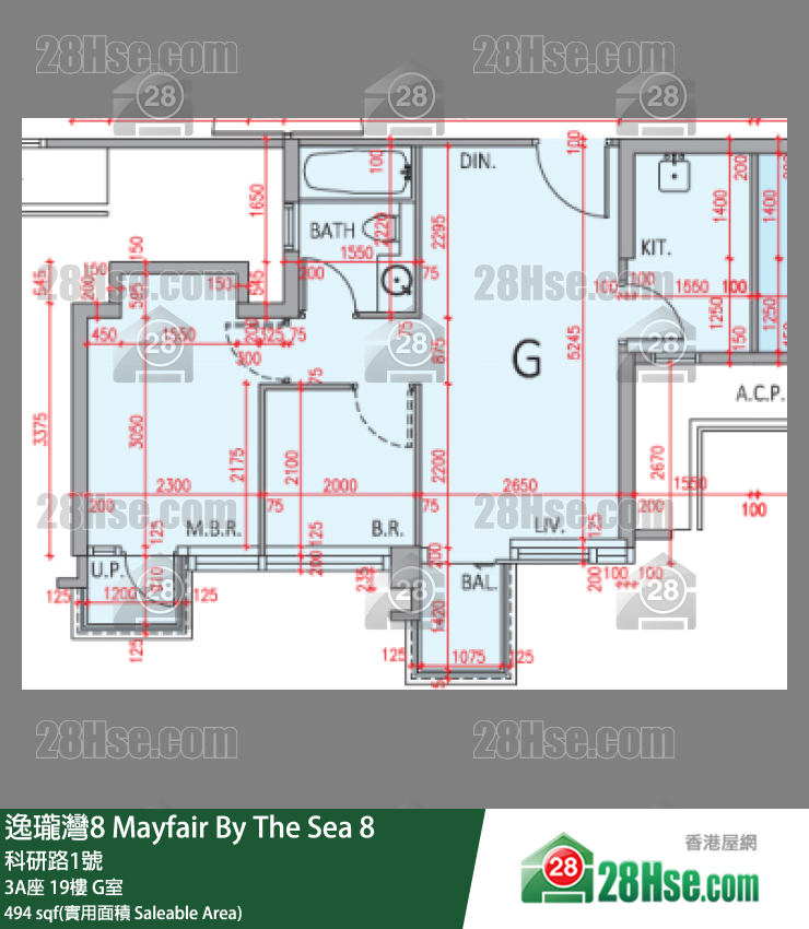 逸瓏灣8 3A座 19樓 G室 平面圖